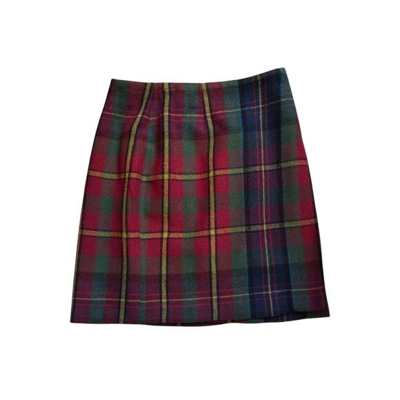 Vintage Talbots Wool Plaid Flannel Wrap Skirt Tartan Above Knee Preppy, Size 14 - Picture 1 of 12